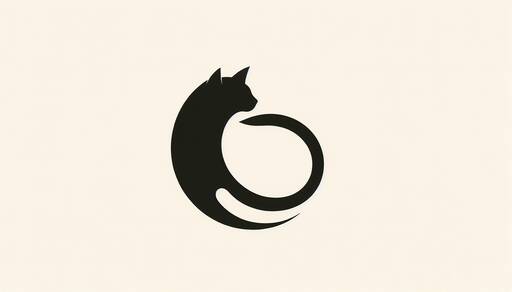 Minimalist Cat Logo in Elegant Circular Form