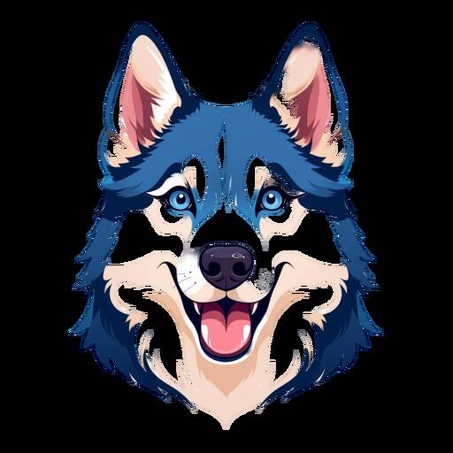 Vibrant Blue Husky Digital Art Portrait