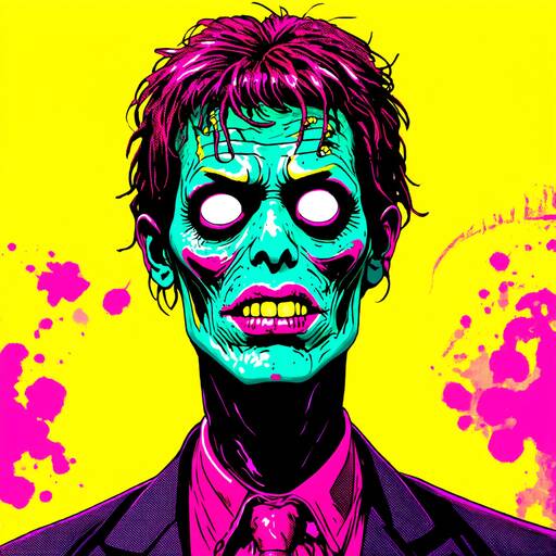 Neon Zombie Portrait: Pop Art Meets Horror