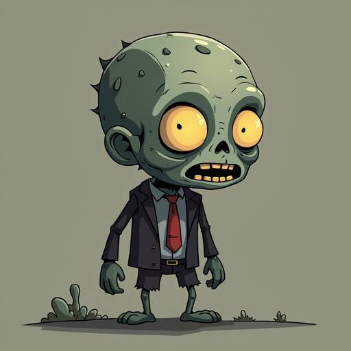 Corporate Zombie: Undead Office Worker in Surreal Cartoon Style