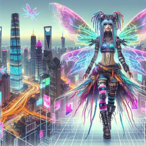 Cyberpunk Butterfly: Neon Dreams in a Futuristic Metropolis