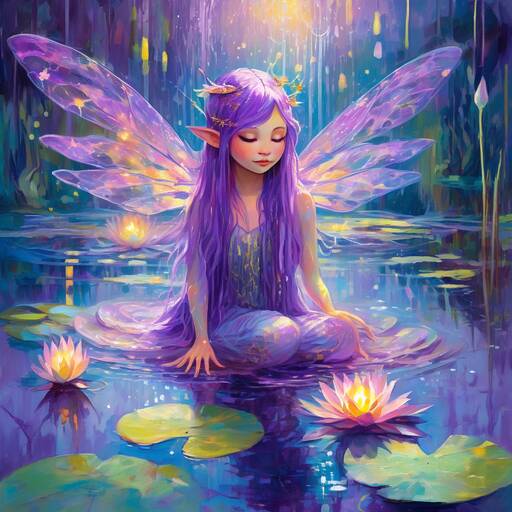 Ethereal Fairy Meditating Among Luminous Lotus Blossoms