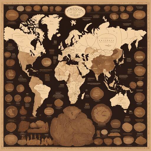 Vintage Geological World Map with Continental Formations
