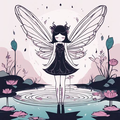 Ethereal Butterfly Fairy in Lotus Pond