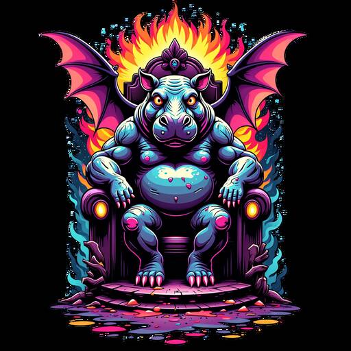 Mythical Creature Enthroned in Neon Flames