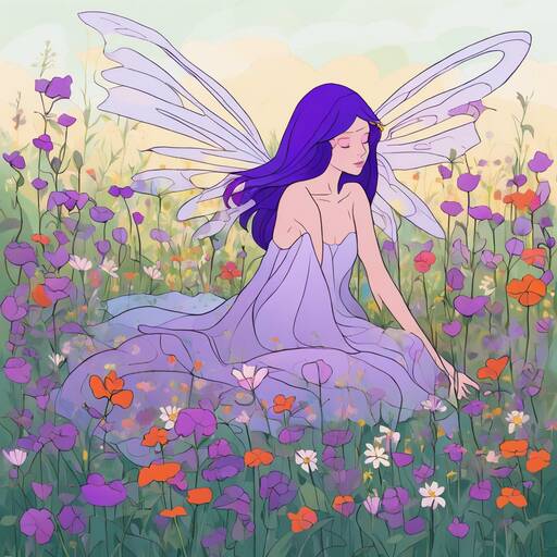 Ethereal Fairy in a Vibrant Wildflower Meadow