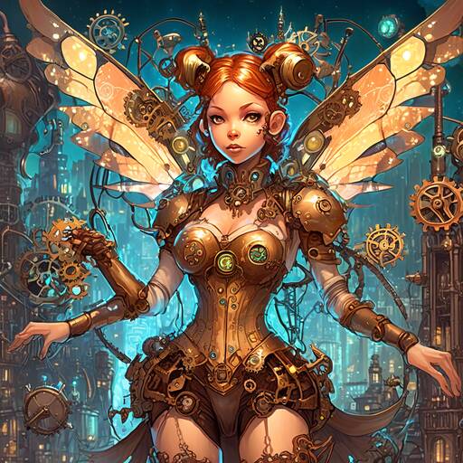 Steampunk Fairy: Mechanical Wings and Copper Machinery
