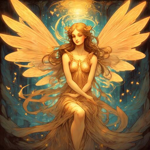 Radiant Celestial Fairy in Golden Ethereal Realm