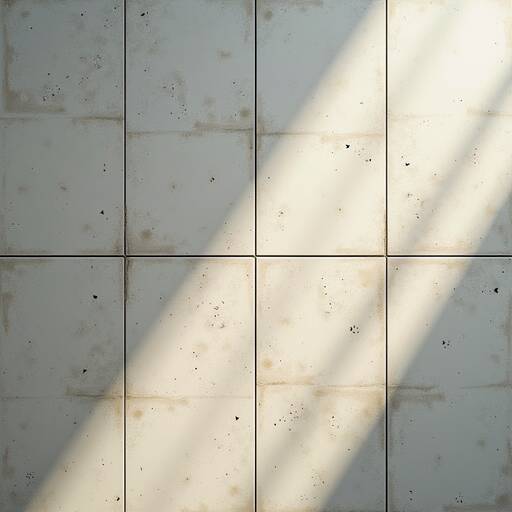 Diagonal Sunlight Casting Shadows on White Tiled Wall