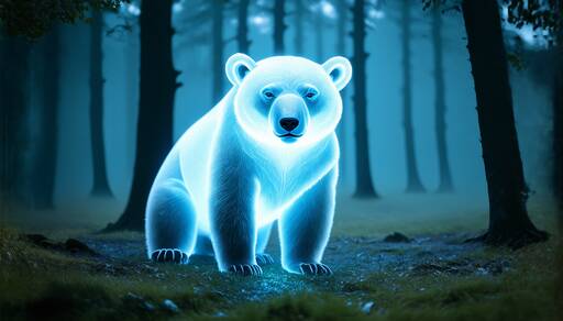 Ethereal Polar Bear: A Luminescent Guardian of the Misty Forest