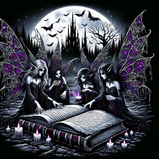 Midnight Spellbound: Fairy Witches Conjuring Mystical Knowledge