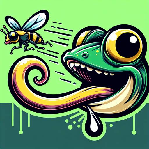 Whimsical Predator and Prey: Lizard Chasing Bee