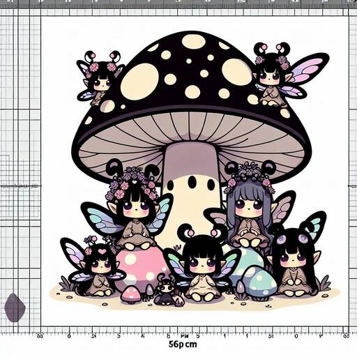 Whimsical Mushroom Fairy Gathering in Pastel Wonderland