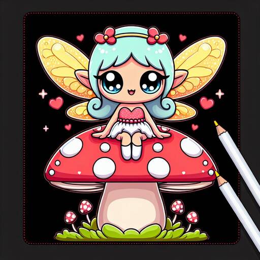 Whimsical Fairy Sitting on a Magical Mushroom