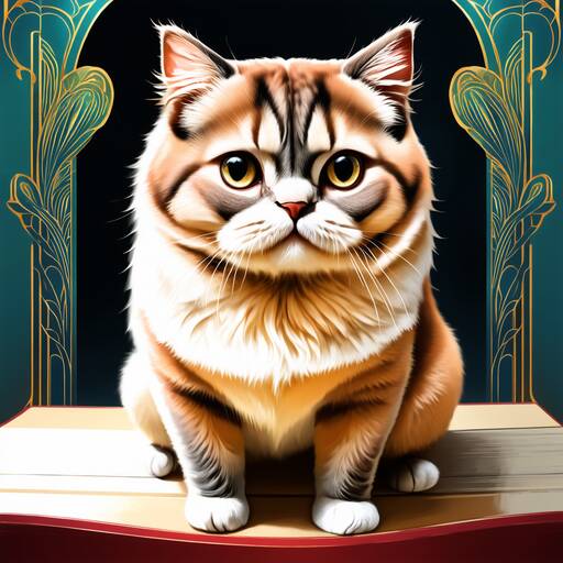 Regal Feline Portrait: Art Nouveau Framed Cat