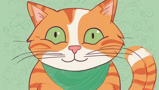 Whimsical Orange Tabby Cat in Green Bandana