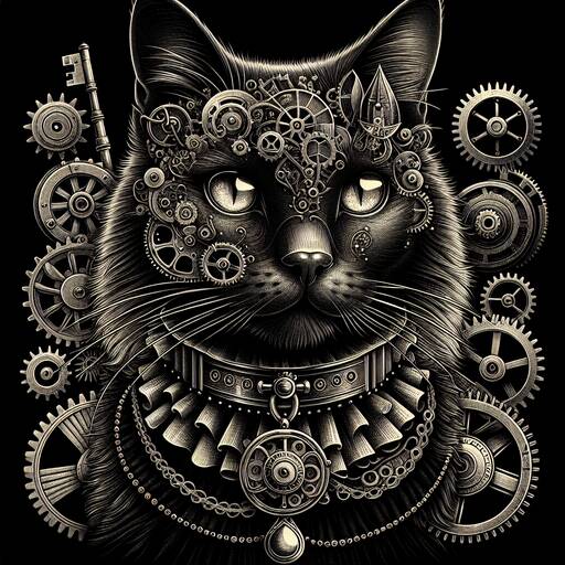 Mechanical Feline: A Steampunk Cat Portrait