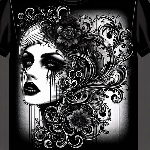 Intricate Gothic Elegance: A Dramatic Black and White Portrait