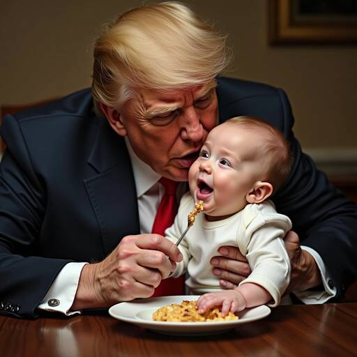 Tender Moment: Feeding Time with Unexpected Companion