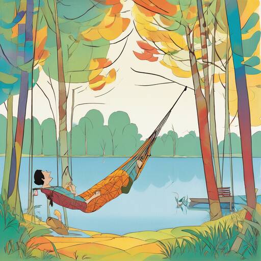 Tranquil Autumn Hammock Retreat by the Lakeside