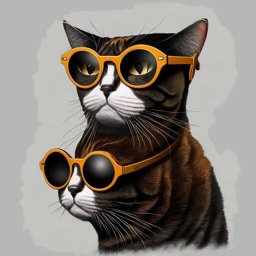 Stylish Cats Sporting Funky Orange Sunglasses