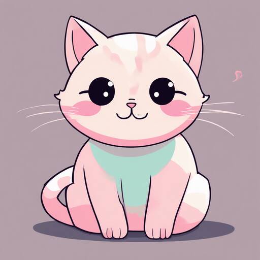 Adorable Pastel Kawaii Cat Illustration